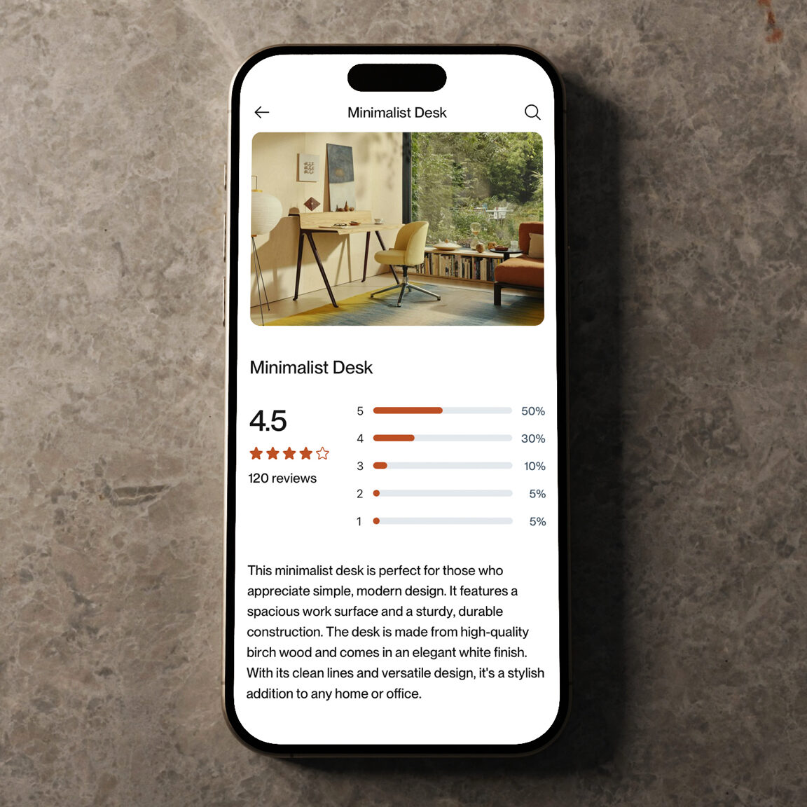 Produktseite eines Onlineshops auf dem Smartphone
