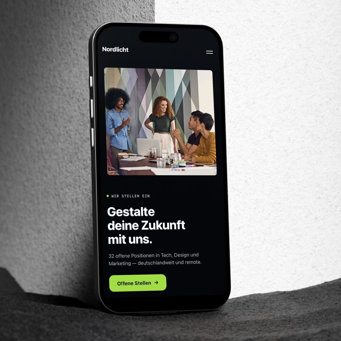 Karriere-Landingpage auf dem Smartphone