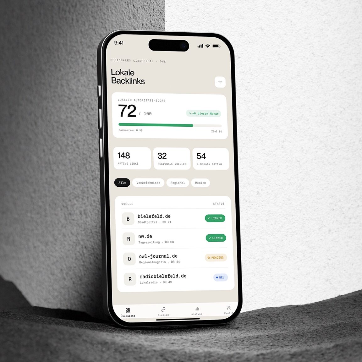 Auswertung lokaler Backlinks auf dem Smartphone
