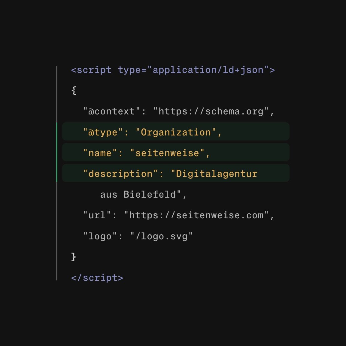 Auszug strukturierter Daten im JSON-LD-Format