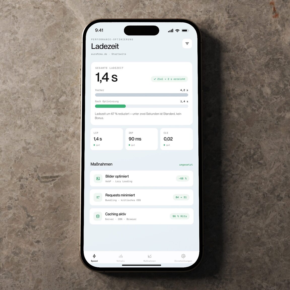 Ladezeit-Messung einer Website auf dem Smartphone