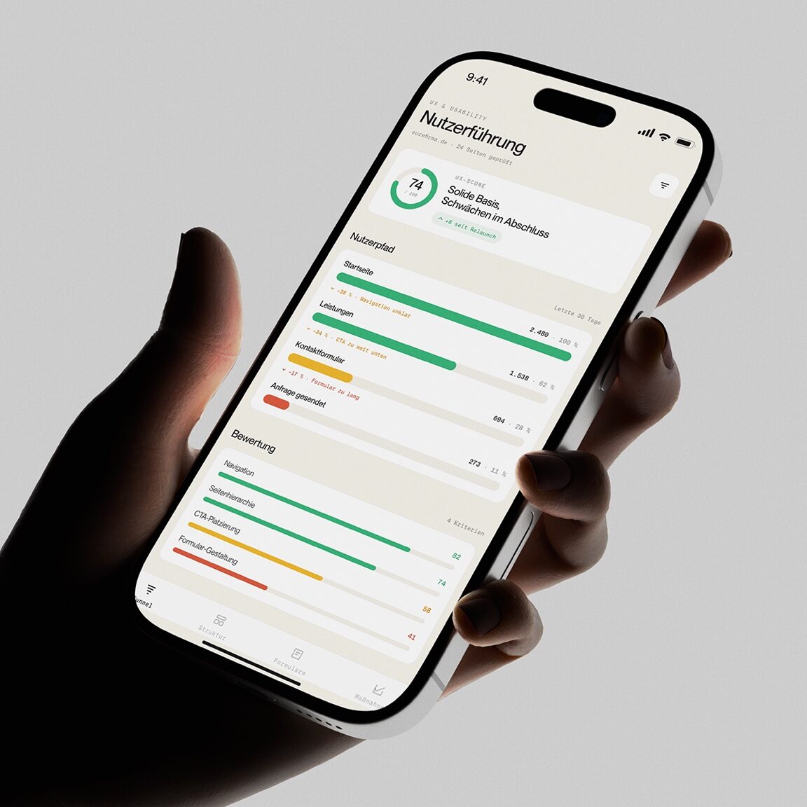 Website in der mobilen Ansicht auf dem Smartphone