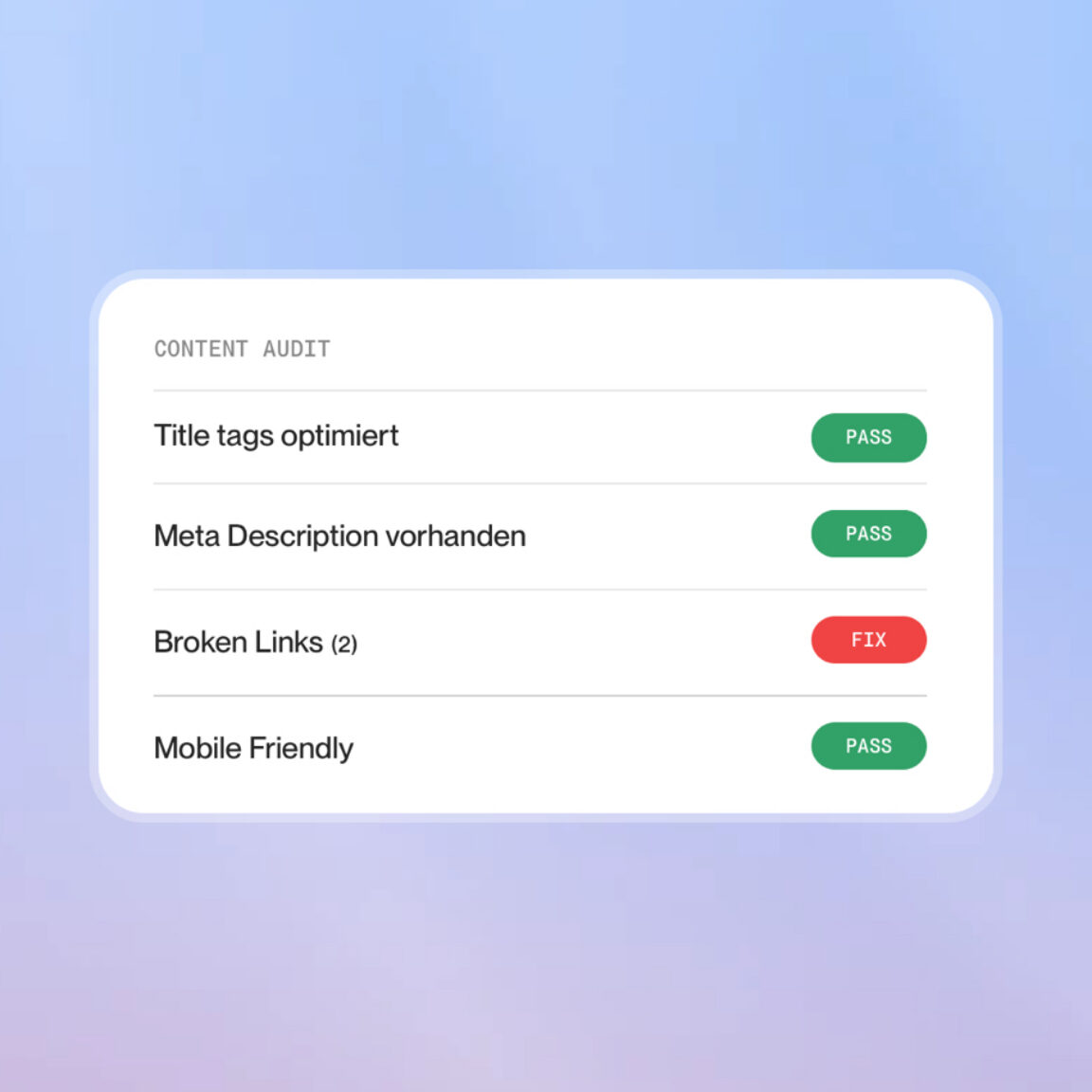 Content-Audit mit geprüften Title Tags und Links