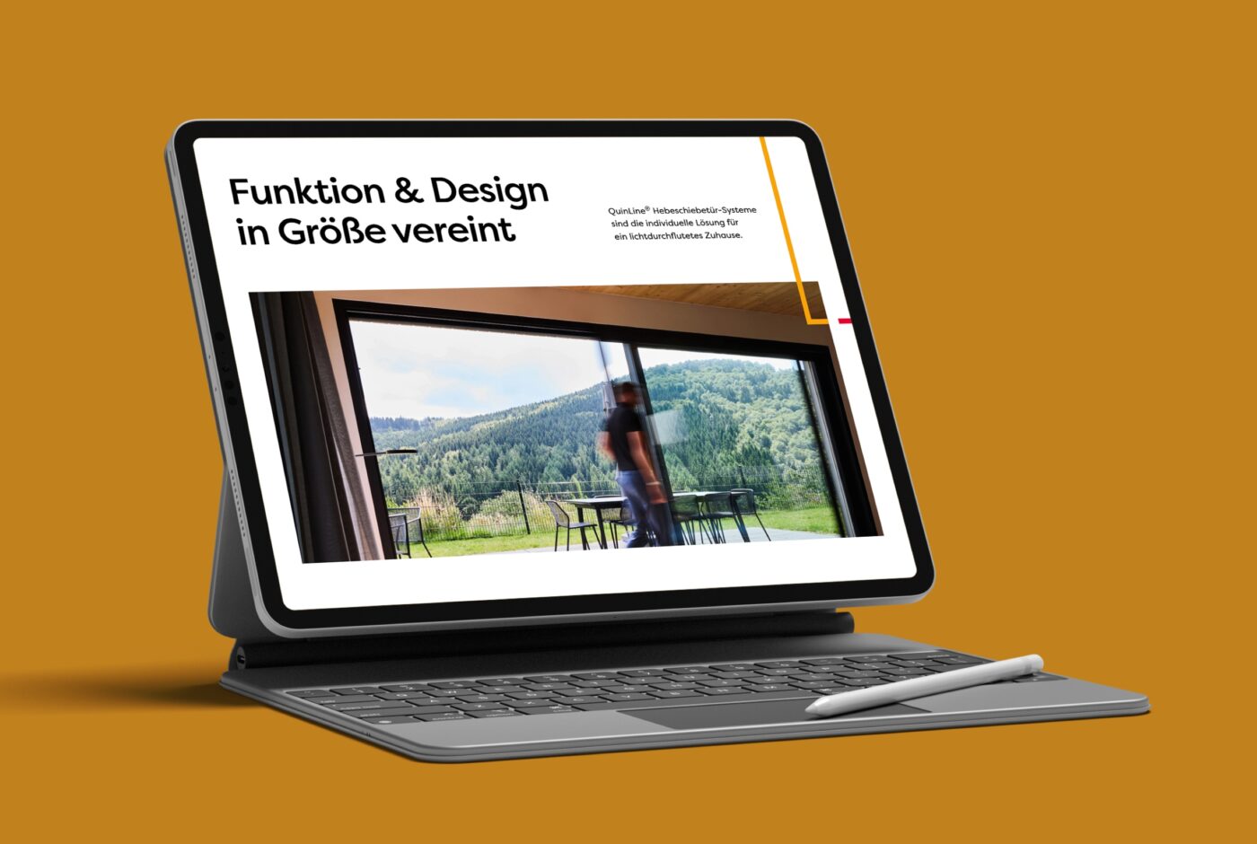 Mockup von einem Tablet auf dem die Startseite der Website schmidt-boke.de zu sehen ist.