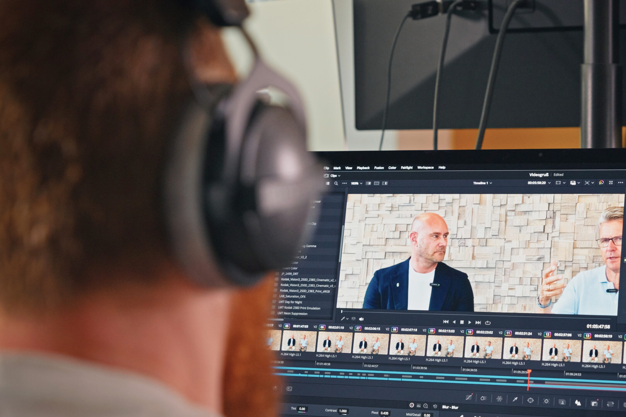 Videoschnitt eines Kundenprojekts in einem Schnittprogramm