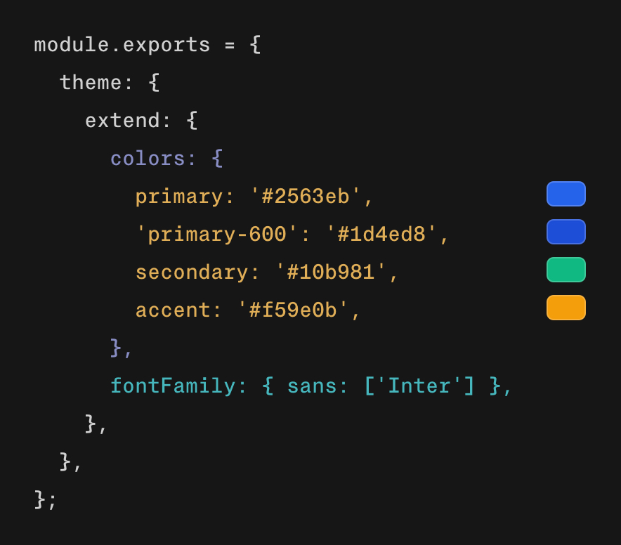 Konfiguration von Farben und Schriften in Tailwind CSS